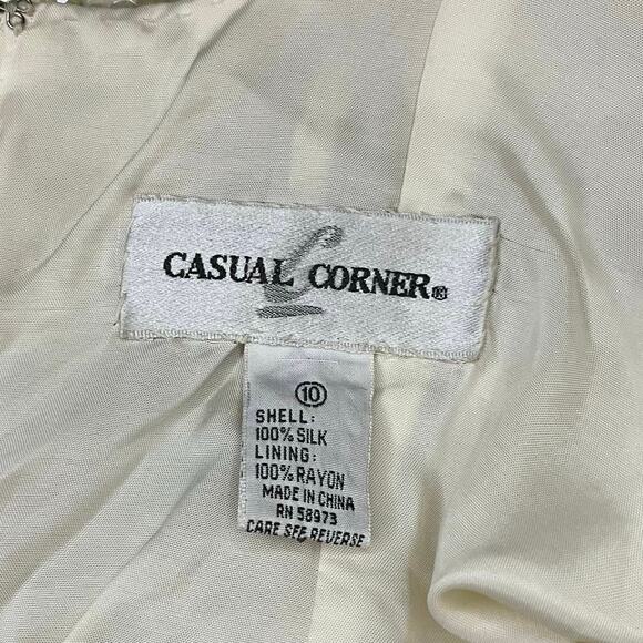 Vintage Silk Beaded Sequin Sheath Dress Floral Gold Cream Formal Fancy Size 10 - Picture 4 of 6